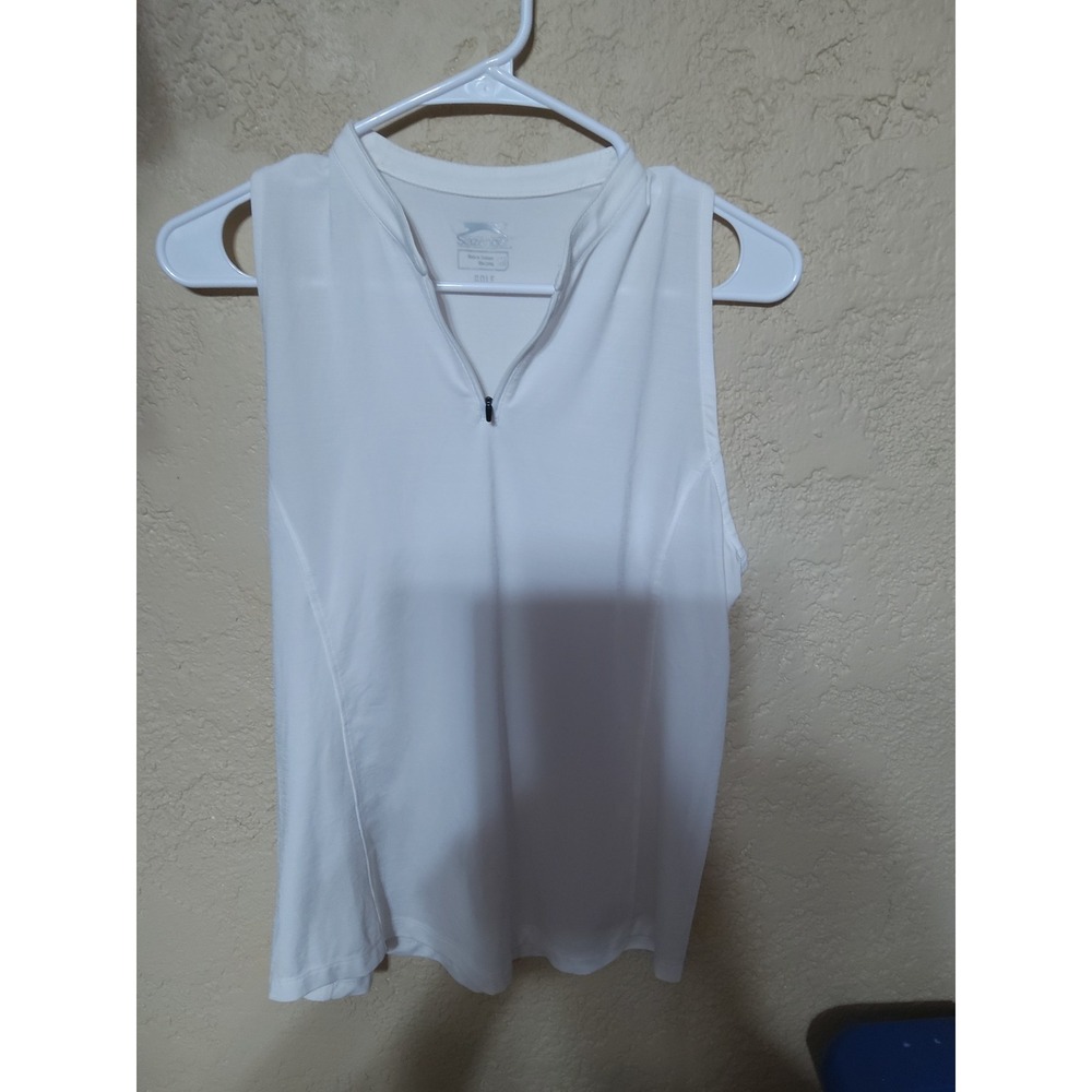 Slazenger Golf Womens Sleeveless Quarter Zip Polo Shirt White Performance Top L